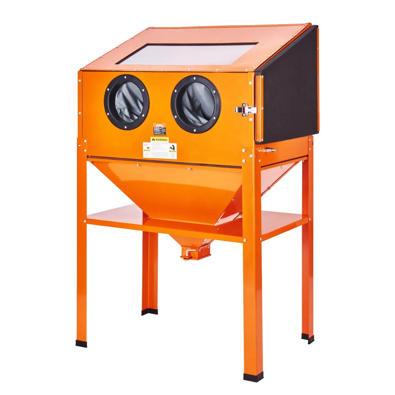 60 Gallon Industrial Sandblasting Cabinet with Stand, 40-120 PSI Sandblaster System, Heavy Duty Steel Construction, Includes Sand Blasting Gun and Four Ceramic Nozzles for Paint, Stain, Rust Removal