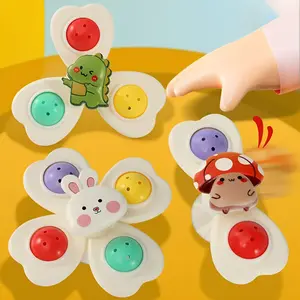 Rotating Flower Suction Toy for Babies, Fun Table Chair Play, Unisex Bath Fidget Spinner, Sensory Early Education for 0-1 Year Olds