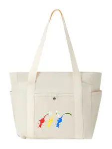 Colorful Flower-Toting Pikmin Playful Graphic Fashion Multi-Pocket Canvas Tote Women's Daily Commute Bag