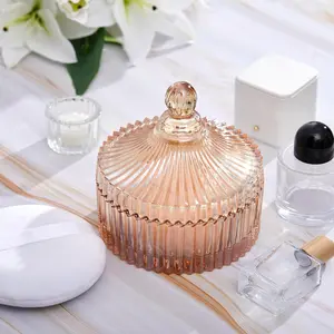 3 Pcs Extra Large Body Powder Puff and 5.43'' Glass Container Jar with 5.12'' Powder Puff for Women's Talcum Classic Amber