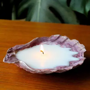 Large Pink Shell Glitter Candle