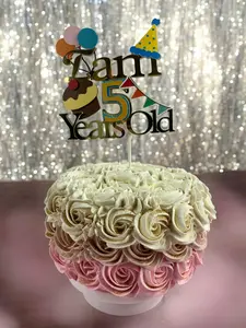 Creativity Shimmers Happy 5th Birthday Cake Topper Multilayered Multi-Color Design, Handmade, Reusable. Sturdy, Safe