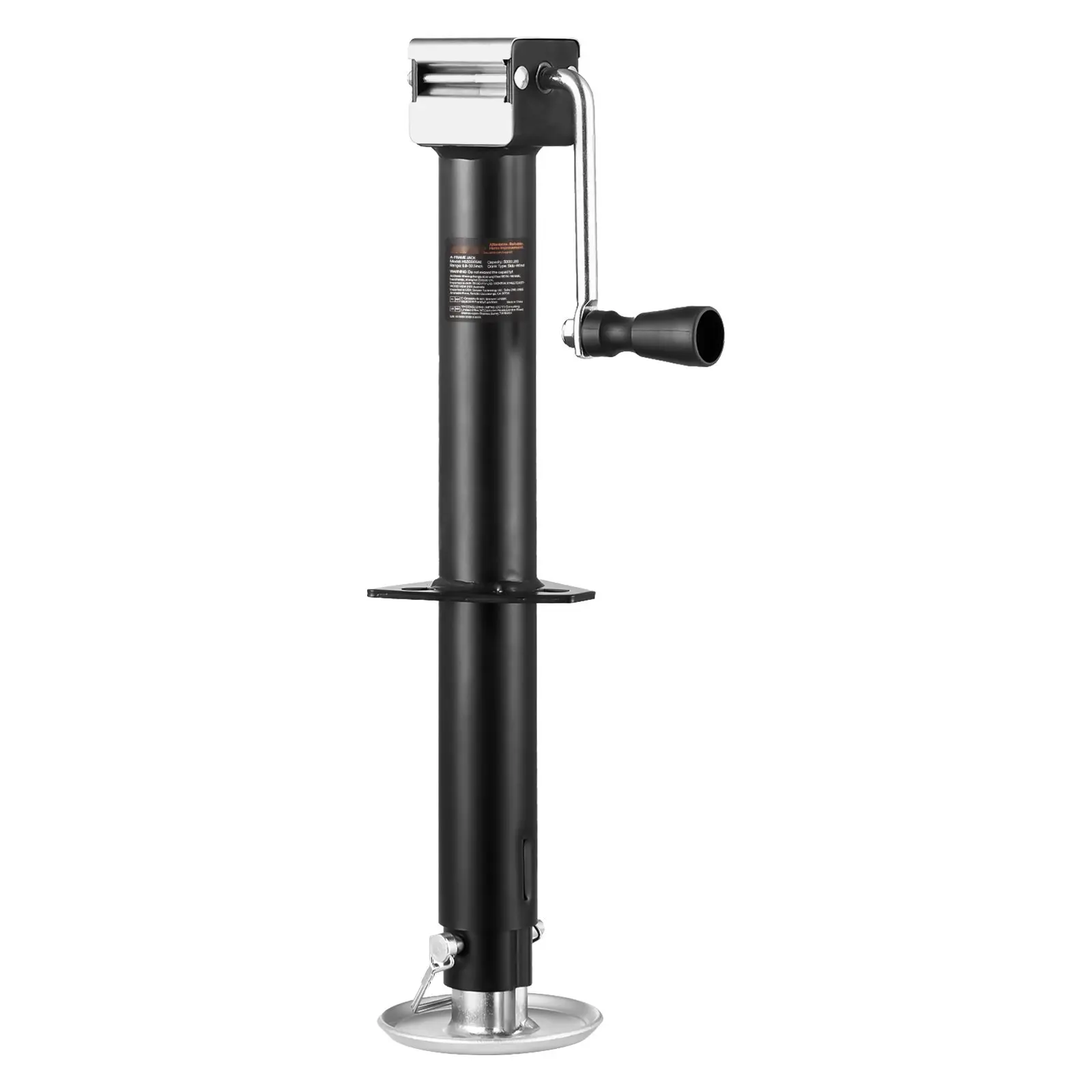 A-Frame Trailer Jack Bolt-On Tongue Jack 5000 Lbs Capacity, 15-Inch Travel, Heavy Duty Trailer Stabilizer for Travel Trailers and RVs, Durable Steel Construction, Easy Installation, Included Mounting Hardware and Adjustable Lift