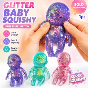 Glitter Sparkle Sugar Squishy Stress Ball, Slow Rising Glitter Squeeze Toy,Stretchable Fidget Anxiety Relief Sensory Toy， Soft Stretchy Sensory Fidget Toy, party Stress Relief Interactive Crystal toy, Fun Birthday Gift