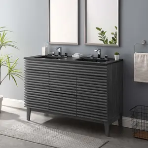 Modway Render 48" Double Sink Bathroom Vanity in Charcoal Black