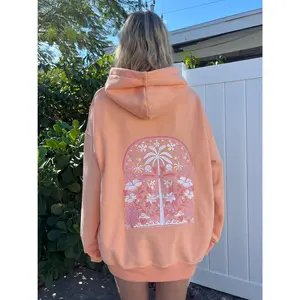 Sherbet Orange Tropical Palms Hoodie