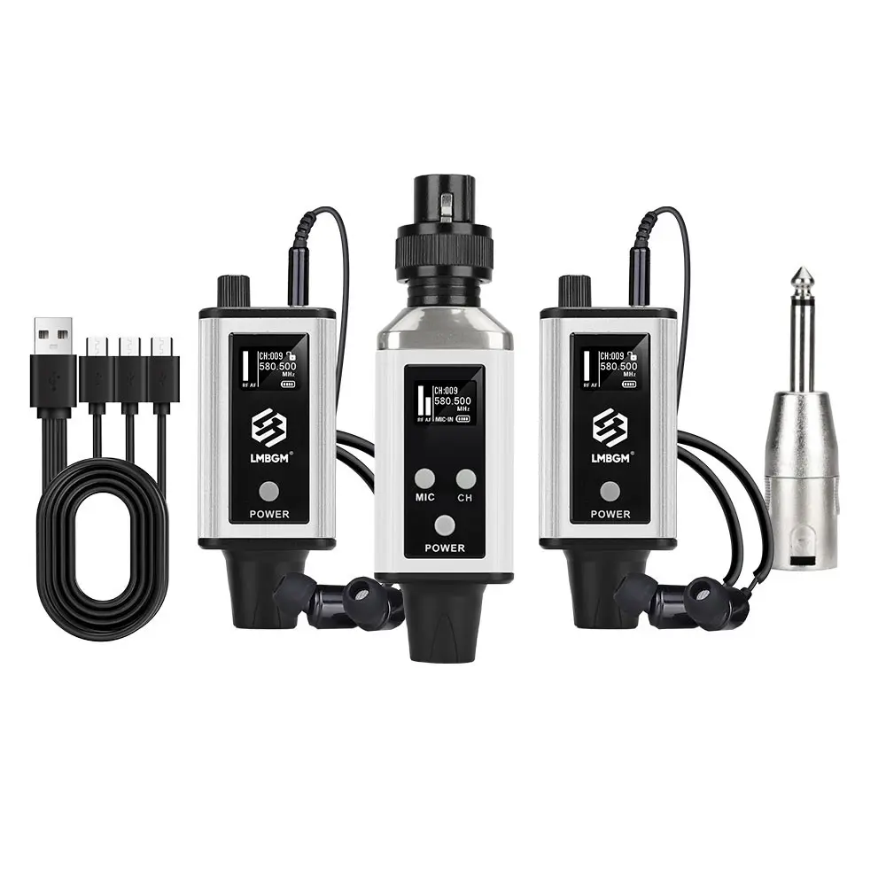LMBGM A9 Uhf Wireless In-Ear Monaural Monitor Headphones, USB Charging, 16 Signal Channels, XLR Interface, Adjustable Audio Gain Adjustment