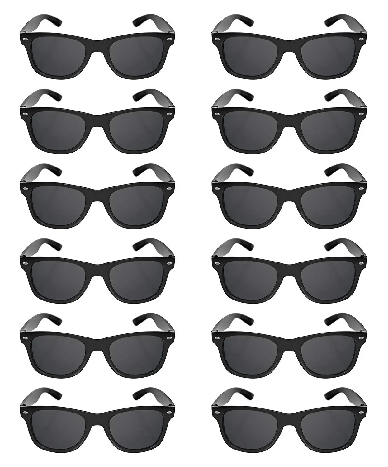 Black Sunglasses Bulk 48 Piece Party Pack- Wholesale Lot -Retro Style Risky Business-Blues Brothers Black Sunglasses for Graduation Mardi Gras Holidays-Birthdays Wedding Party Adult Kids Men Women