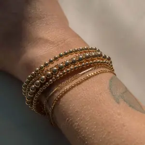 Bohemian stainless steel round bead bracelet stacking women's and men's fashion bracelets daily versatile couple bracelets