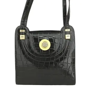 Pre-owned VERSACE Leather Shoulder Bags GIANNNI Medusa Shoulder Tote Bag Black