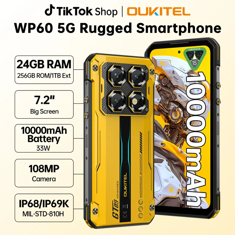 OUKITEL C61 Pro Unlocked Phone Android 15, 24(8+16)GB + 256 GB