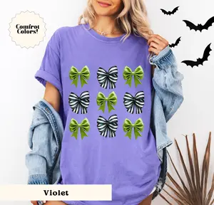 Halloween Bow T-Shirt Green Bow Shirt Purple Bow Tshirt Halloween Shirt Halloween Costume Halloween Movie Retro Halloween Movie Character
