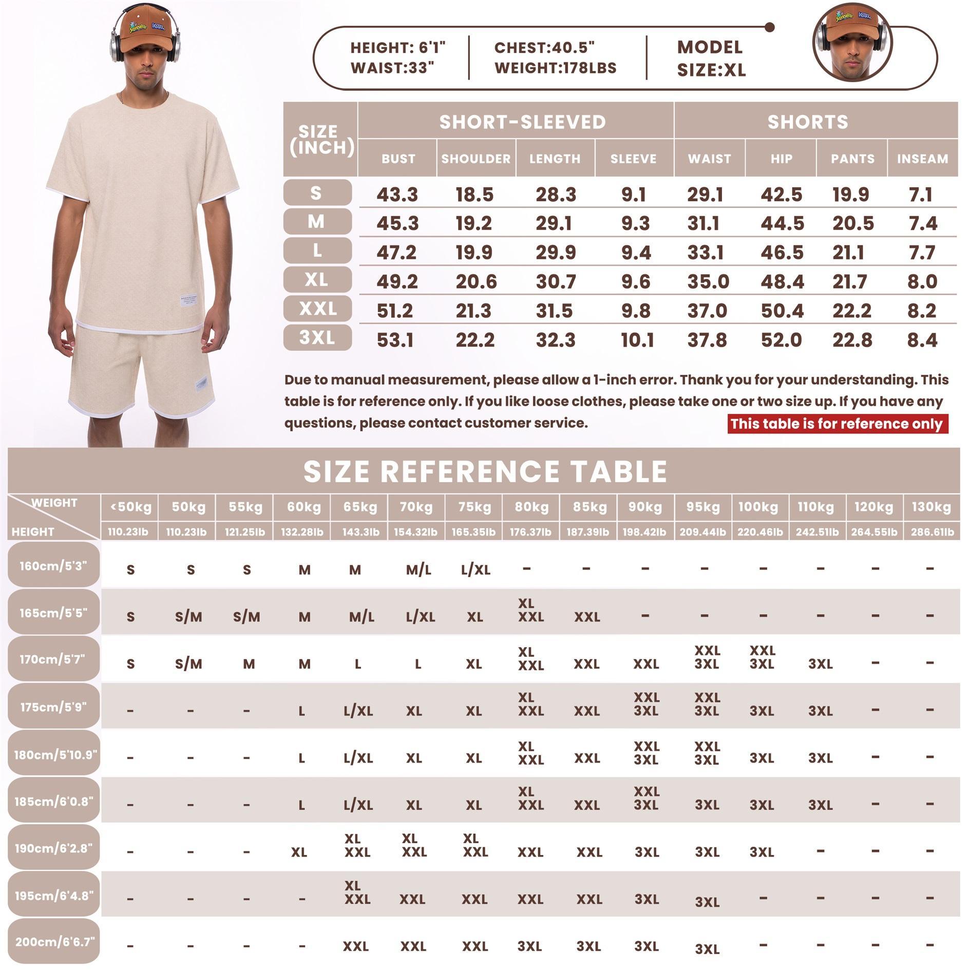 Men's Prank Finger Print Waffle Fabric Short-Sleeved Shirt And Shorts Set