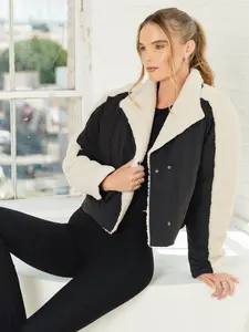 Thrive Societe - Teddy Mix Padded Jacket (Black/Vanilla)