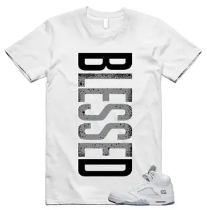 5 White Metallic T Shirt Match BLESSED, 5 White Metallic Matching Unisex Shirt, Everyday Shirts
