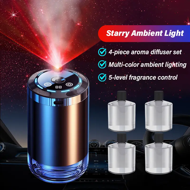 RGB Smart Starry Roof Car LED Lights, Rechargeable Color Changing Automotive Ambient Lighting Device with Automatic On/Off & Multi-Mode, Cells-Powered Car Interior Accessory, Interior Led Vehicle