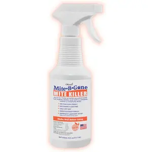 Mite Killer Spray - Kills Human Mites, Bird, Dust, Spider, Rat, Turkey, Carpet Mites.Treatment for Homes, Furniture, Bedding, Auto & Animals| Non-Toxic| Kid & Pet Safe| 16oz Spray Ants Eliminator Household Light
