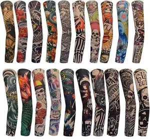 20Pcs Temporary Tattoo Arm Sleeves Fake Tattoo Arm Sunscreen Sleeves Pattern 5