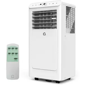 8000 BTU Portable Air Conditioner for Room Up to 350 Sq.Ft, 3-In-1 Mobile Floor Standing Ac Unit with Remote Control, Easy Window Install Kit, Ideal for Home, Office, White