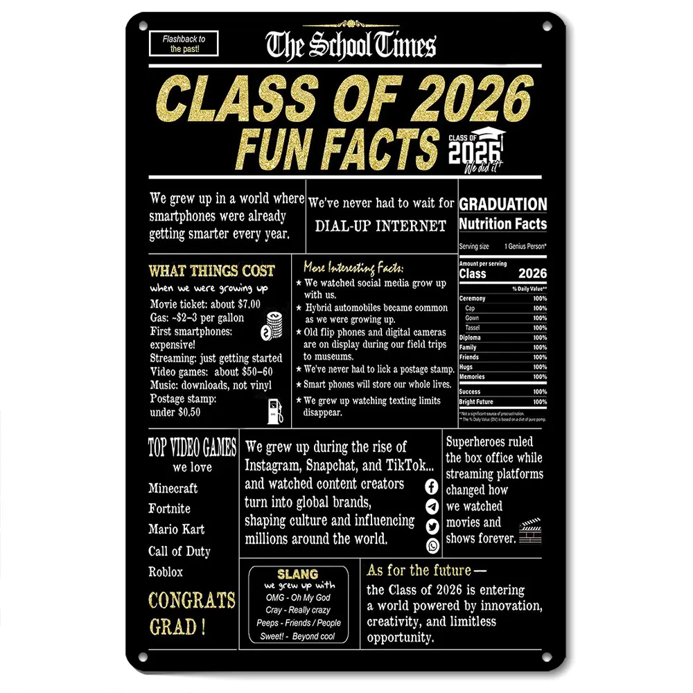 2026 Graduation Keepsake Poster - Funny Print, Inspirational 2D Flat 8x12 in Hanging Wall Art, Home Aesthetic Wall Decoration for Dorm, Home Supplies