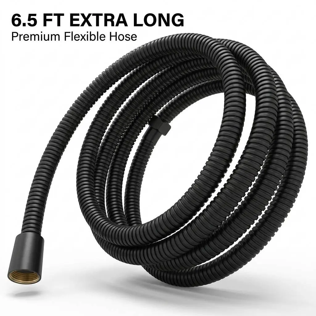 6.5 Ft Extra-Long Black Shower Hose 79-Inch High-Flow Stainless Steel Replacement Pipe for Handheld Showerhead And Water Heater Unique Halloween Christmas Gift Decor