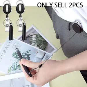 2pcs extendable and retractable buckles, keychains with drawstrings, keychains with pen sleeves that are easy to pull, high-rebound black keychains, suitable for nurses, teachers, colleagues, and workers. They are convenient to carry and easy to find.