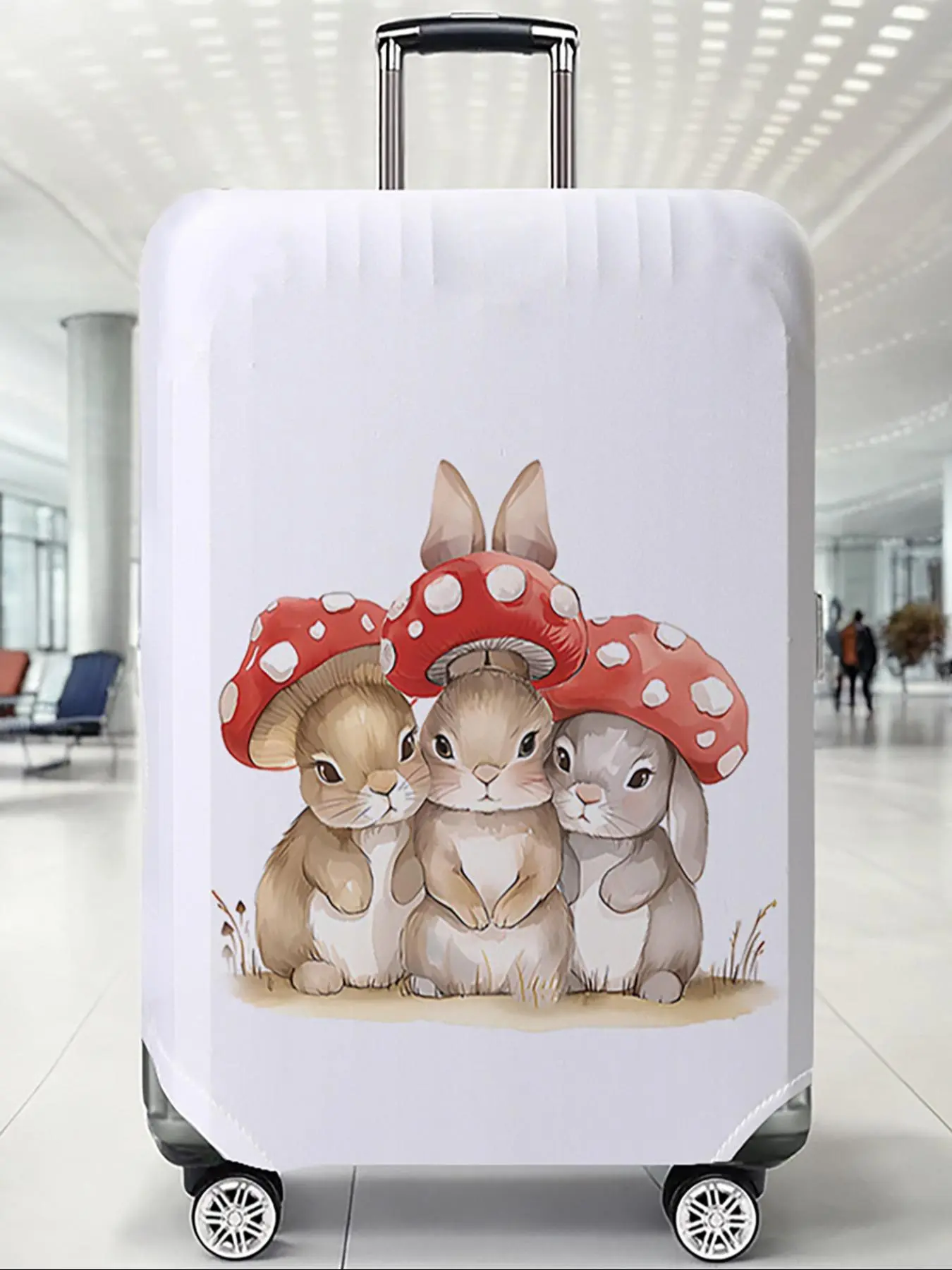 Elastic Luggage Protector Cover with Rabbit Print, Casual Style Dustproof Travel Accessory, Random Printed Elastic Polyester Material, Luggage Accessories