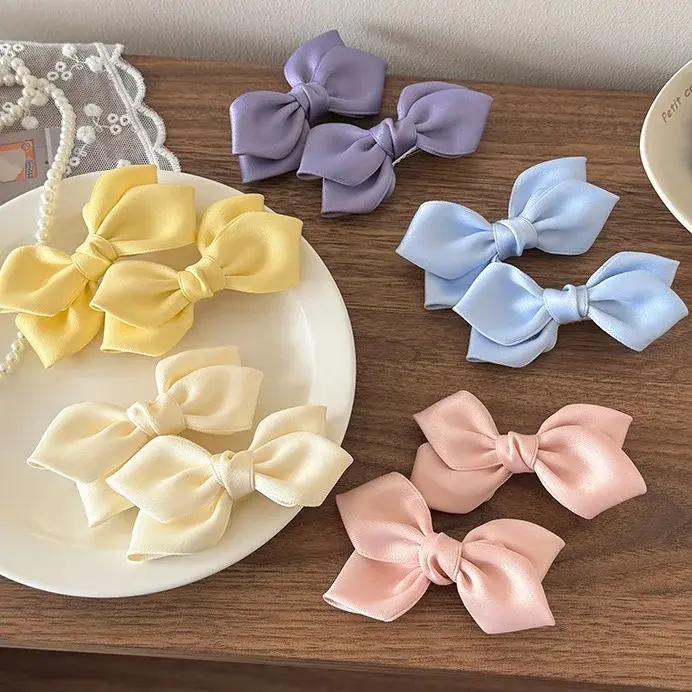 2pc Cute Sweetly Candy Color Bow Hairpin Hair Side Clips for Girls Women Childs Ladies Hair Accessories