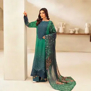 Green Ombre Viscose Suit Set - J-A01 - Women's Top and Suit Combination - Womenswear