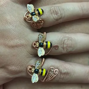 Bee Ring, handcrafted, everyday wear, pure copper/tarnish resistant copper mix, adjustable