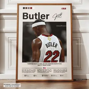 Jimmy Butler Poster, Miami Heat Star, NBA Basketball Print, Heat Wall Art, Miami Decor, Butler Basketball Gift, Wall Art, Jimmy Butler Print
