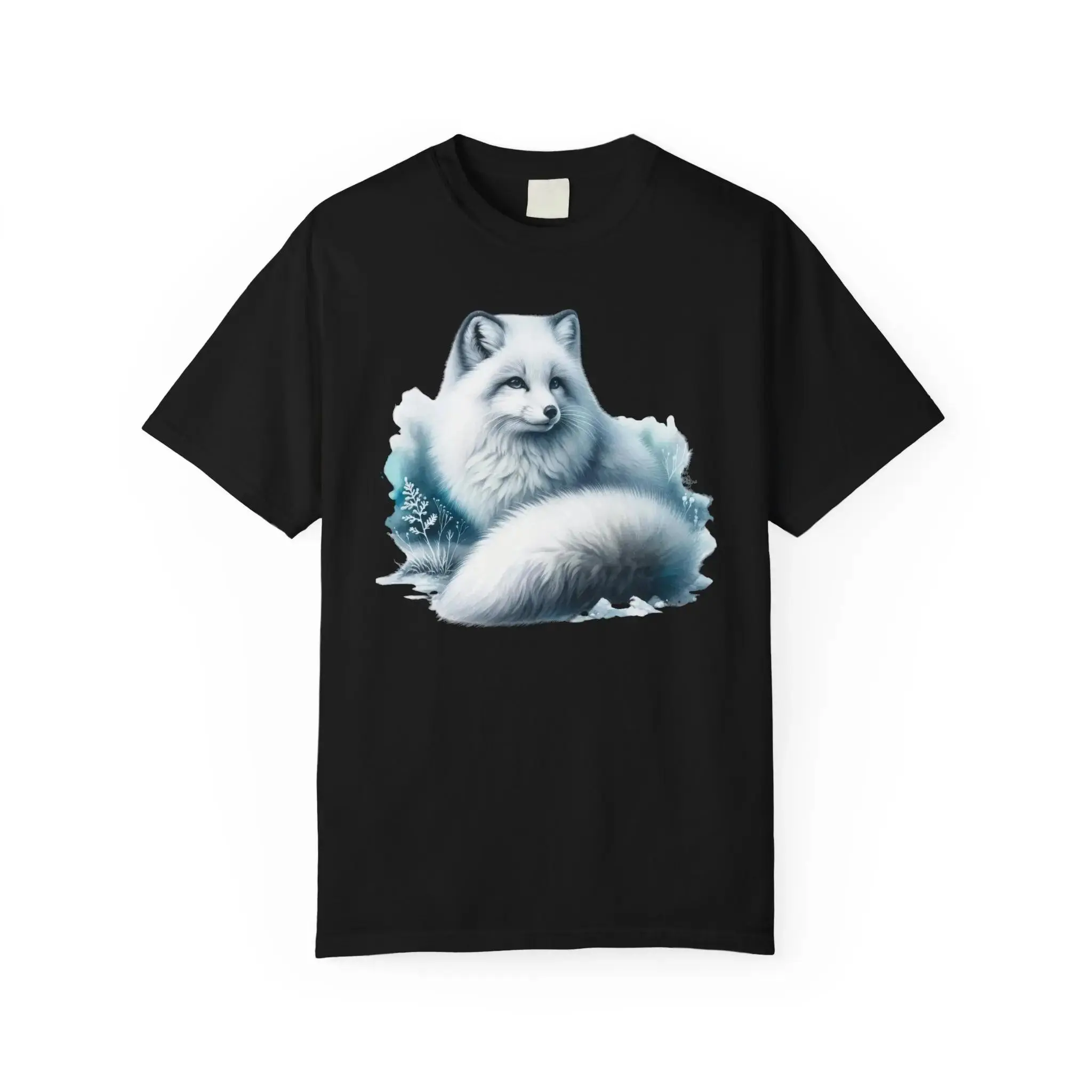 Arctic Fox Illustration T-shirt | Soft Blue Fox Artwork Graphic Tee