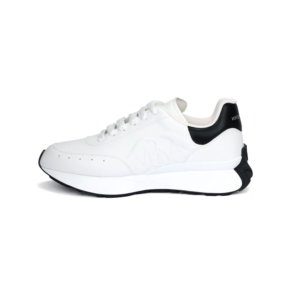 Alexander McQueen Sprint Runner Leather Low-Top Men's Casual Trainer Footwear, White Trending Official Shoes with Maison Mihara Verification Credentials & Global Authentication Support