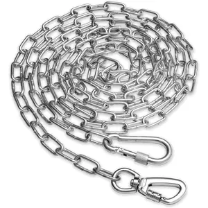 Heavy Duty  Chain for Yard-10FT Metal  Chain Leash  Proof,Long  Lead for Outside with  Swivel Hook,Outdoor  Runner for Camping, Tie Out  for Small Medium  up to 90LBS