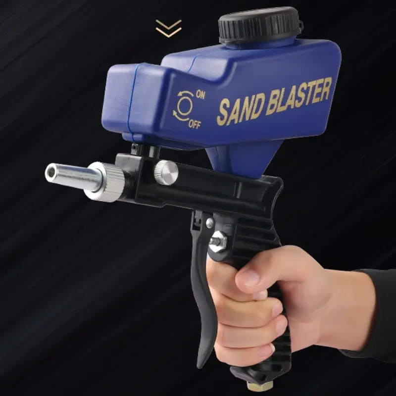 Heavy Duty Handheld Portable Pneumatic Sandblasting Gun - Plastic Air Pump-Driven Power Tool Accessory for Rust Removal