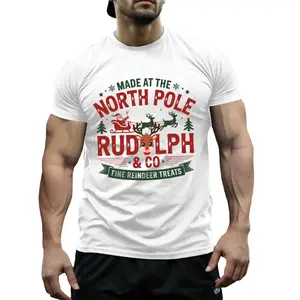 Unisex Christmas Cute Rudolph T-Shirt with Funny Letter Graphic, Festive Holiday Wear and Gift