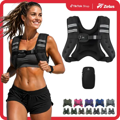 ZELUS Weighted Vests,6/8/12/16/20/25/30lb Rucking vest with Detachable Phone Pouch&Reflective Stripes&Adjustable Straps|Exercise Equipment & Workout Enhancer for Motivational Walking,Strength Training,Running|#TikTokShopFallDealsForYou