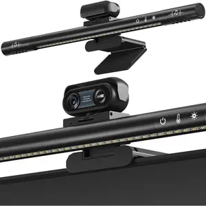 4-in-1 4K Webcam with Microphone and Speaker, Noise Cancellation,  Cover, Auto Light Correction, 90? FOV , Plug & Play USB Camera with  Light Bar, Webcam for PC/Meeting/Online Video