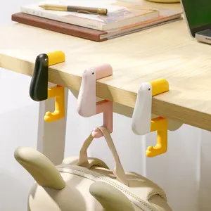 3-Piece Think Duck Backpack Hooks, No-Drill Desk Side Bag Hangers, Adjustable Table Handbag Stand, Home Storage Organizer, Decorative Hook Set