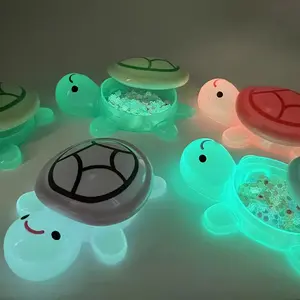 16pcs Glow-in-the-Dark Miniature Landscape Kit: 1pc Glowing Turtle Storage Box+15pcs Random Mini Turtle Figurines, Turtle Designs, Cute Turtle Statue Ornaments, Small Ornaments Suitable For Desk, Garden & Home Decoration, Collectible Figurines