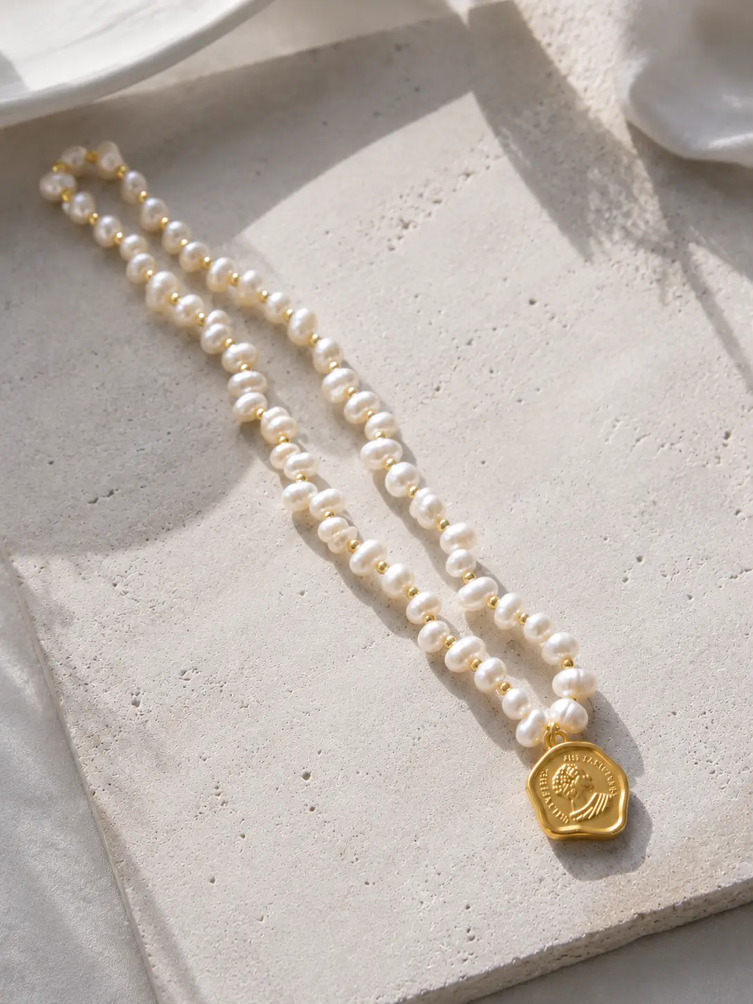 Vintage Coin Freshwater Pearl Necklace