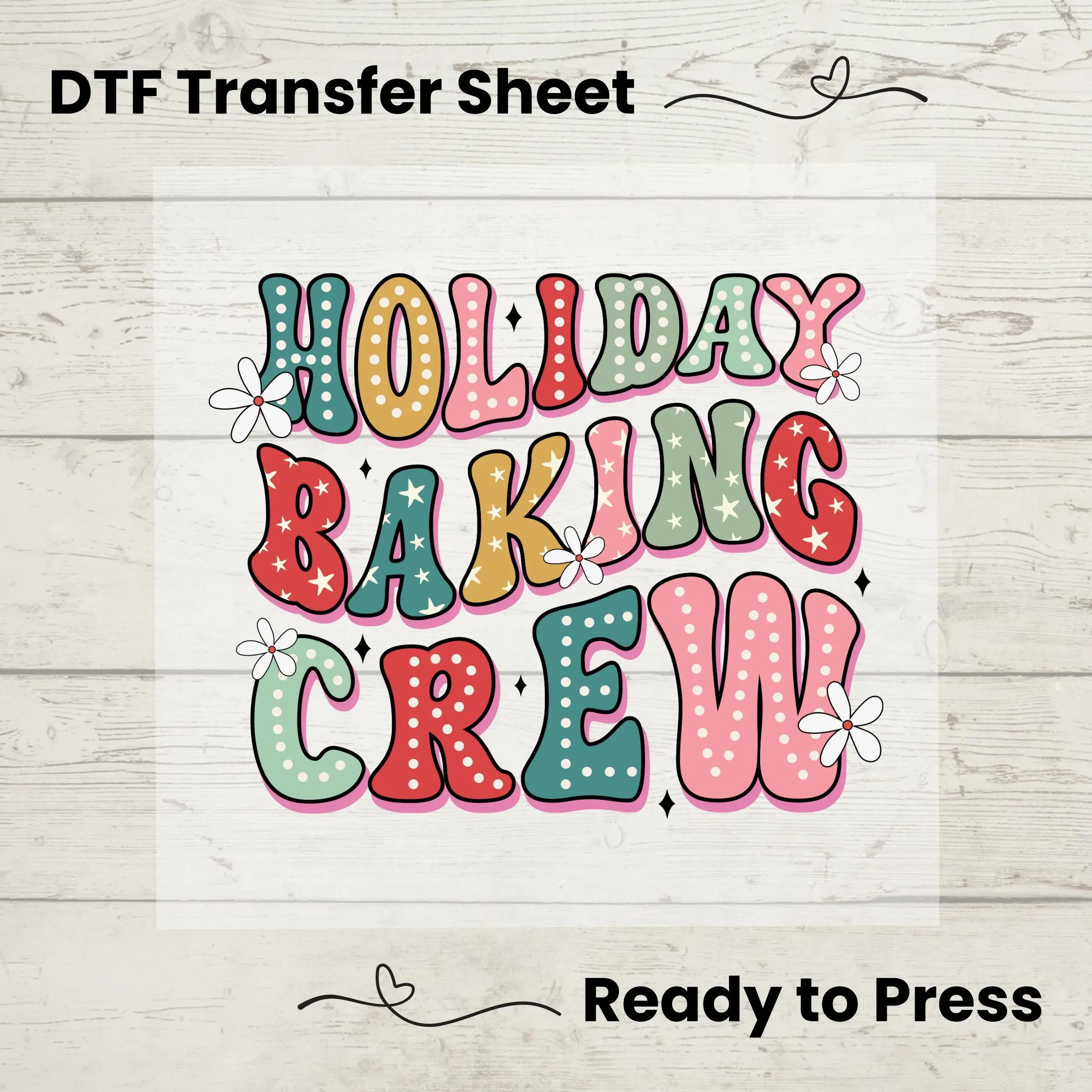 Holiday Baking Crew DTF, Dtf Transfer Sheet, Ready to Press, Custom Dtf, Diy Heat Transfer, Holiday Crafts, Christmas Baking Tee, Baker Gift