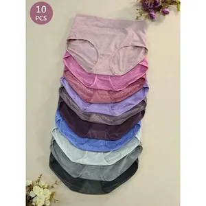 [Plus Size] Solid Color Seamless Panty, Breathable Comfortable Knicker for Daily Wear, Women's Underwear for All Seasons