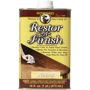 Howard Restor-A-Finish, 16 Oz - Neutral Wood Finish Restorer for Furniture, Cabinets & Floors - Revive and Restore Your Wood Surfaces with Easy Application, No Stripping or Sanding Required Howard Products Store