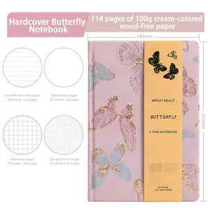 A5 Pressed Petal Notebook, Blank Dot Grid Lined Pages, Four-In-One Notebooks, Ideal for Writing & Drawing, Sketchbook, Perfect Gift