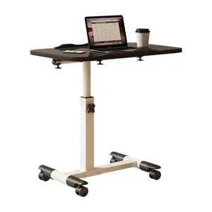 27.2-35.4" Foldable Standing Desk with Wheels, Height Mobile Overbed Tables, Black Metal Frame Portable Laptop Desk Bedroom Aids Hospital Bed Table for Home Hospital