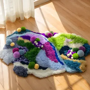 Handmade 3D Moss Rug: Plush Purple Home Decor (3.3-ft x 2.3-ft), Area Rug, Dinning Room, Living Room, Kids Room, Handmade, Nature Inspired, Washable