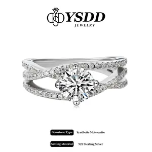 【#412 Romance】1ct Trilogy Band Engagement Ring vvs Synthetic Moissanite Rings in 925 Sterling Silver
