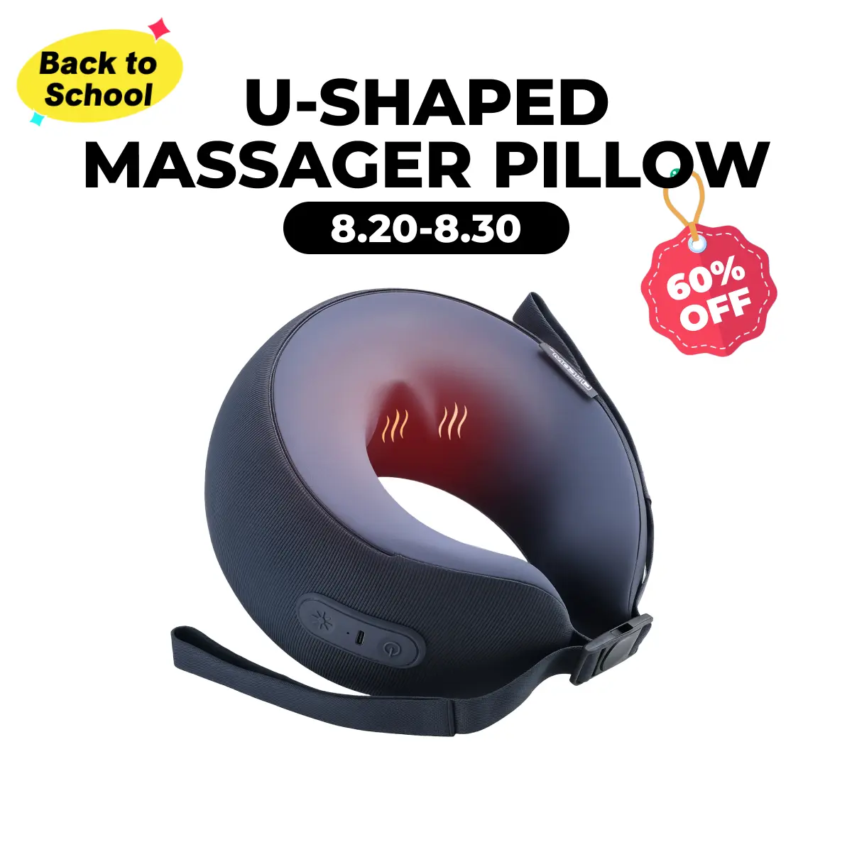 CINCOM U-Shaped Neck Massager Pillow (Mid-Night Blue) - Neck Shoulder Relaxer, Heating Massage Device, Hands-Free Hot Massage Tool, 360° Memory Foam Cervical Support, Cordless Rechargeable Portable, Gift That Heals for Holidays, Heating Massage Devices