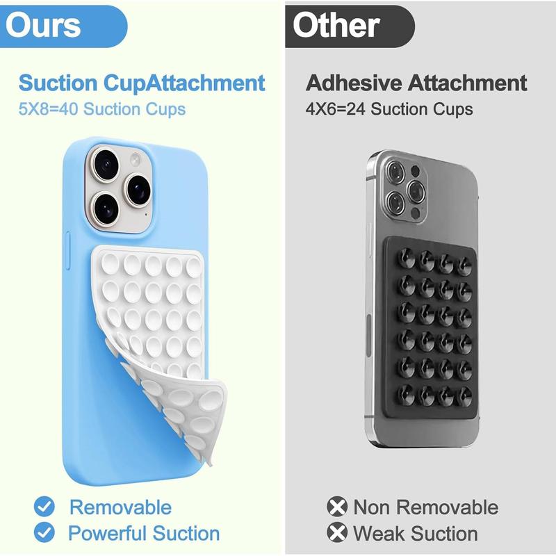 2 Pack Silicone Octo Cup Buddy Sticky Grip Holder for Cellphone, Silicone Suction Cup Phone Case Mount Double Sided, Hands-Free Phone Accessories Strong Grip Holder for Selfie and Video (White)